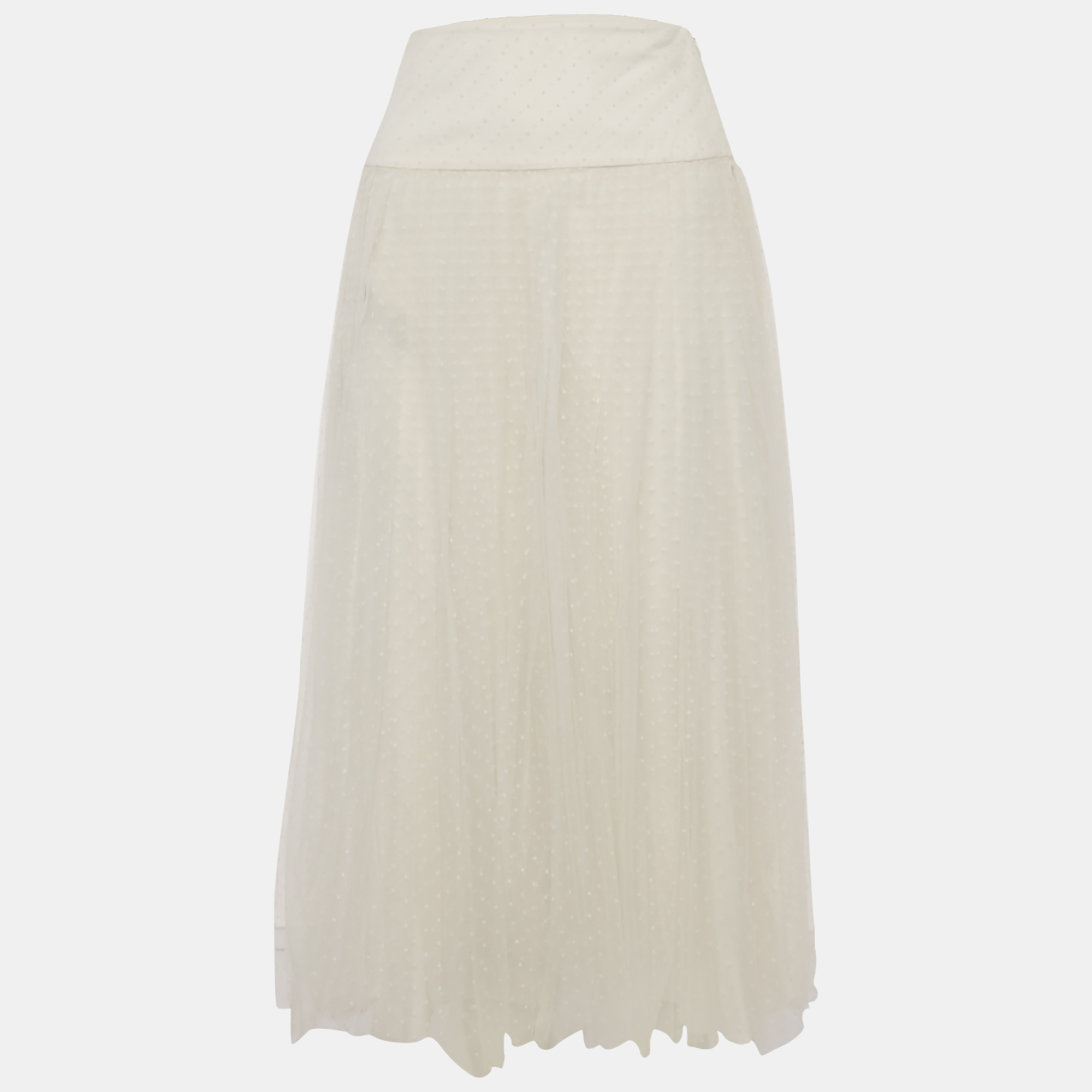 

Christian Dior White Plumetis Tulle Midi Skirt M, Green