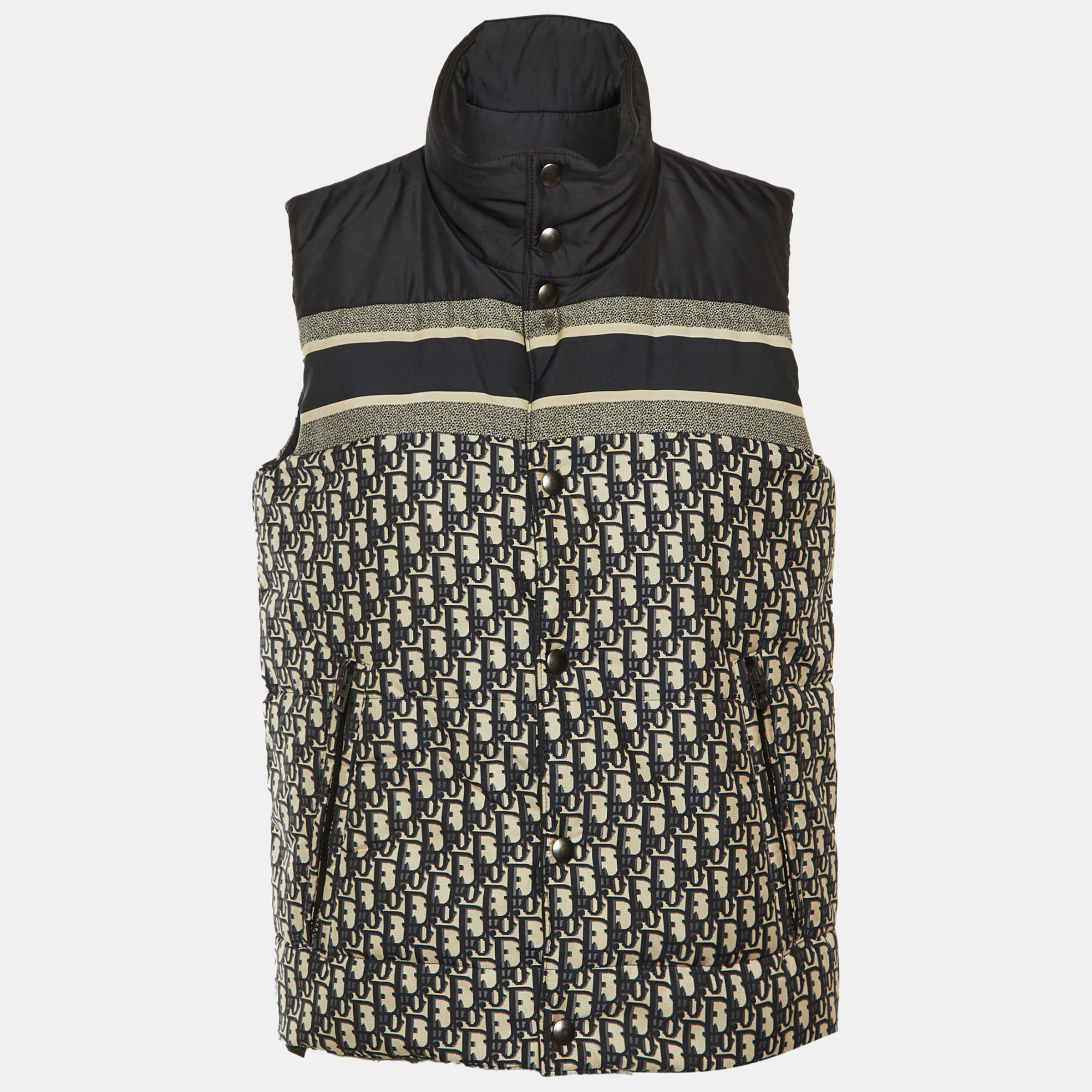 

Christian Dior Navy Blue Oblique Synthetic Reversible Puffer Vest Jacket XS