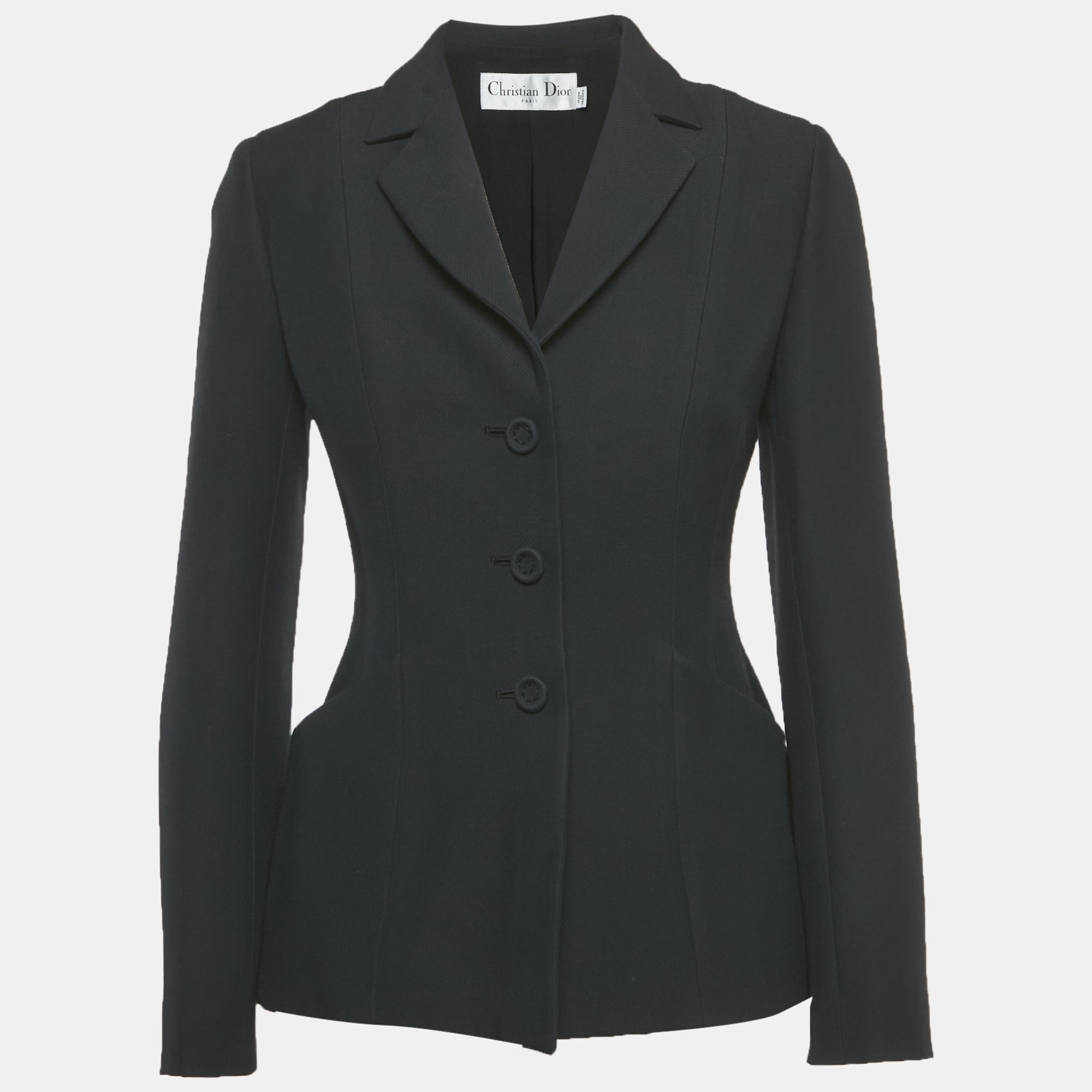 

Christian Dior Black Wool 30 Montaigne Bar Jacket S