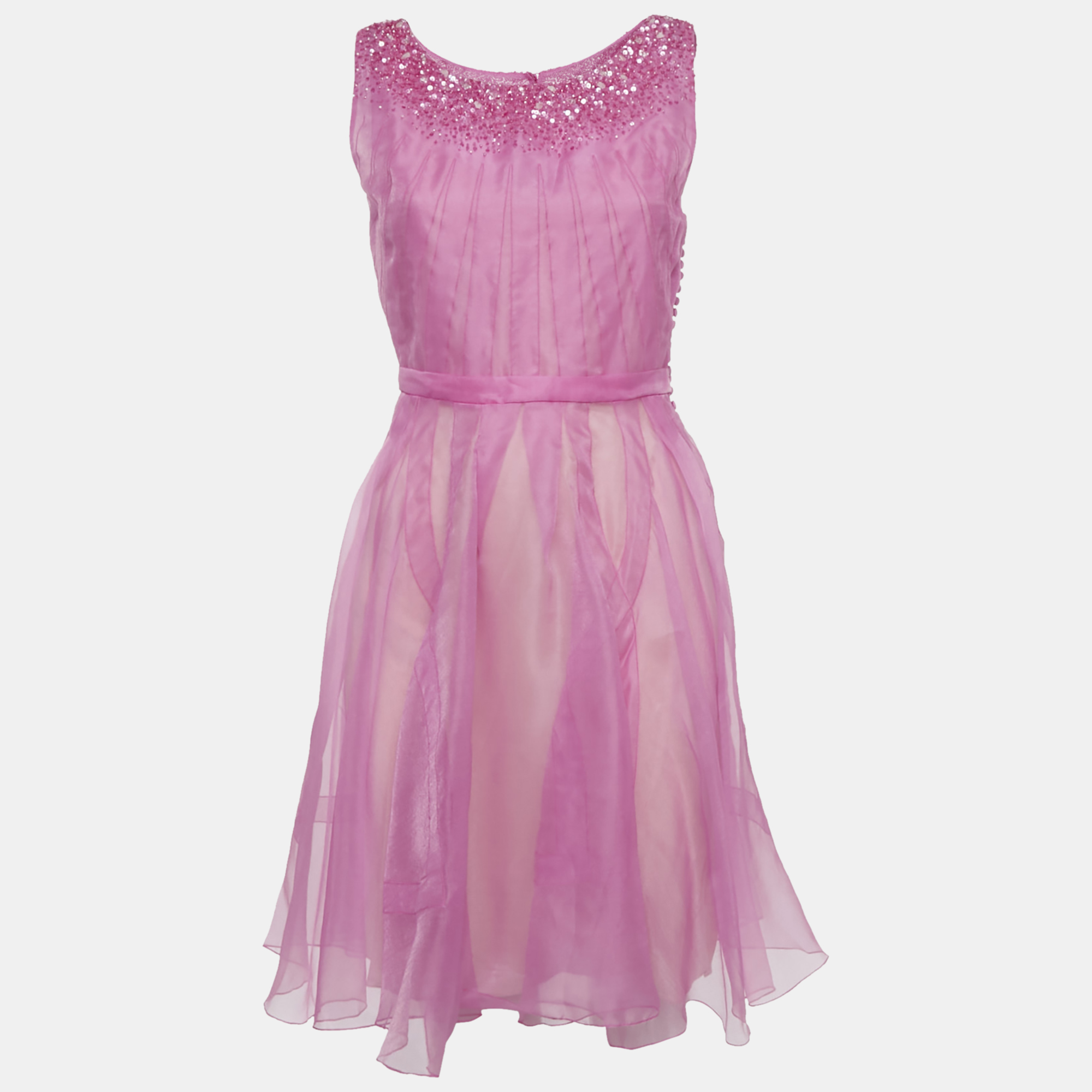 

Christian Dior Pink Organza Flared Mini Dress S