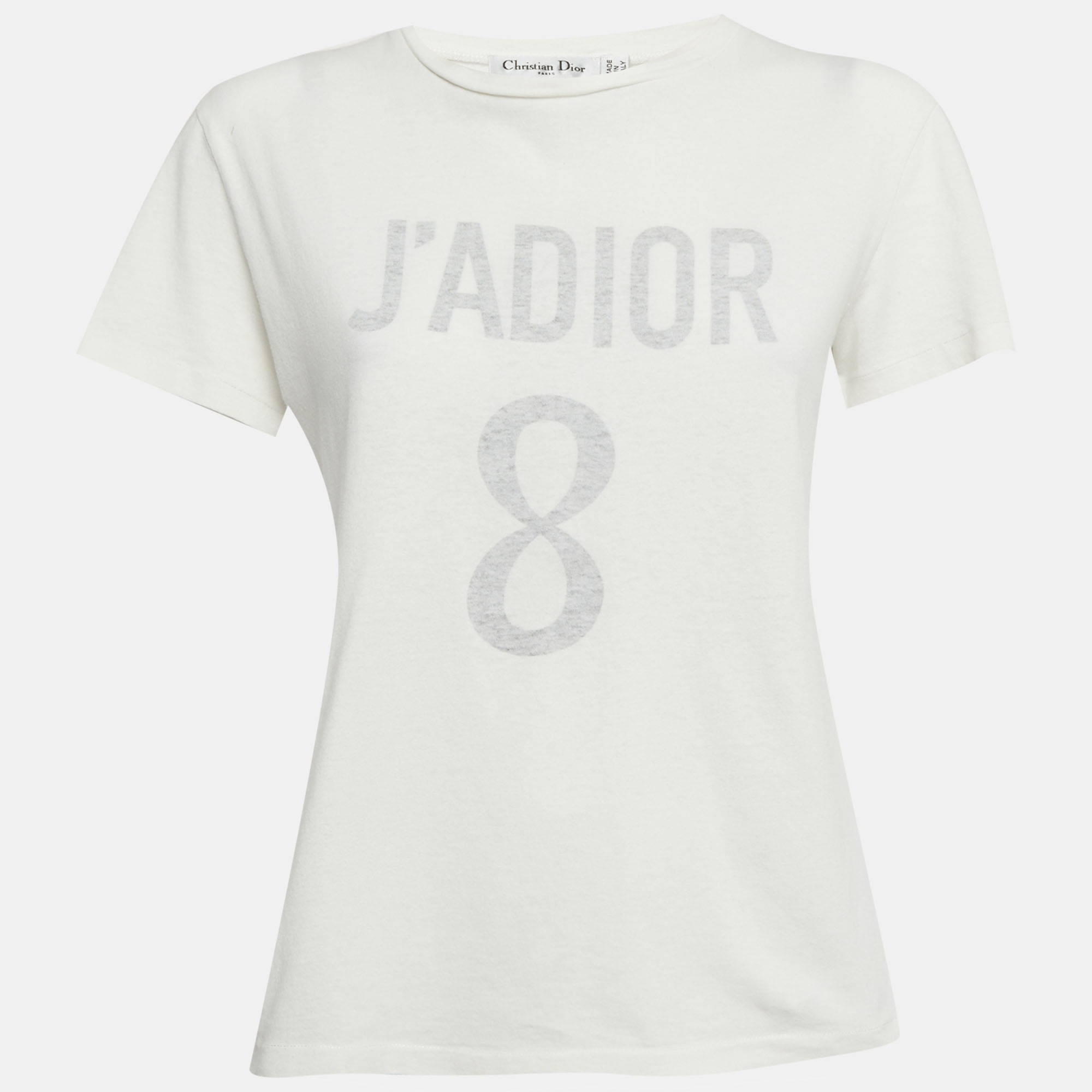 

Dior Ivory J'Adior 8 Print Cotton & Linen T-Shirt M, White