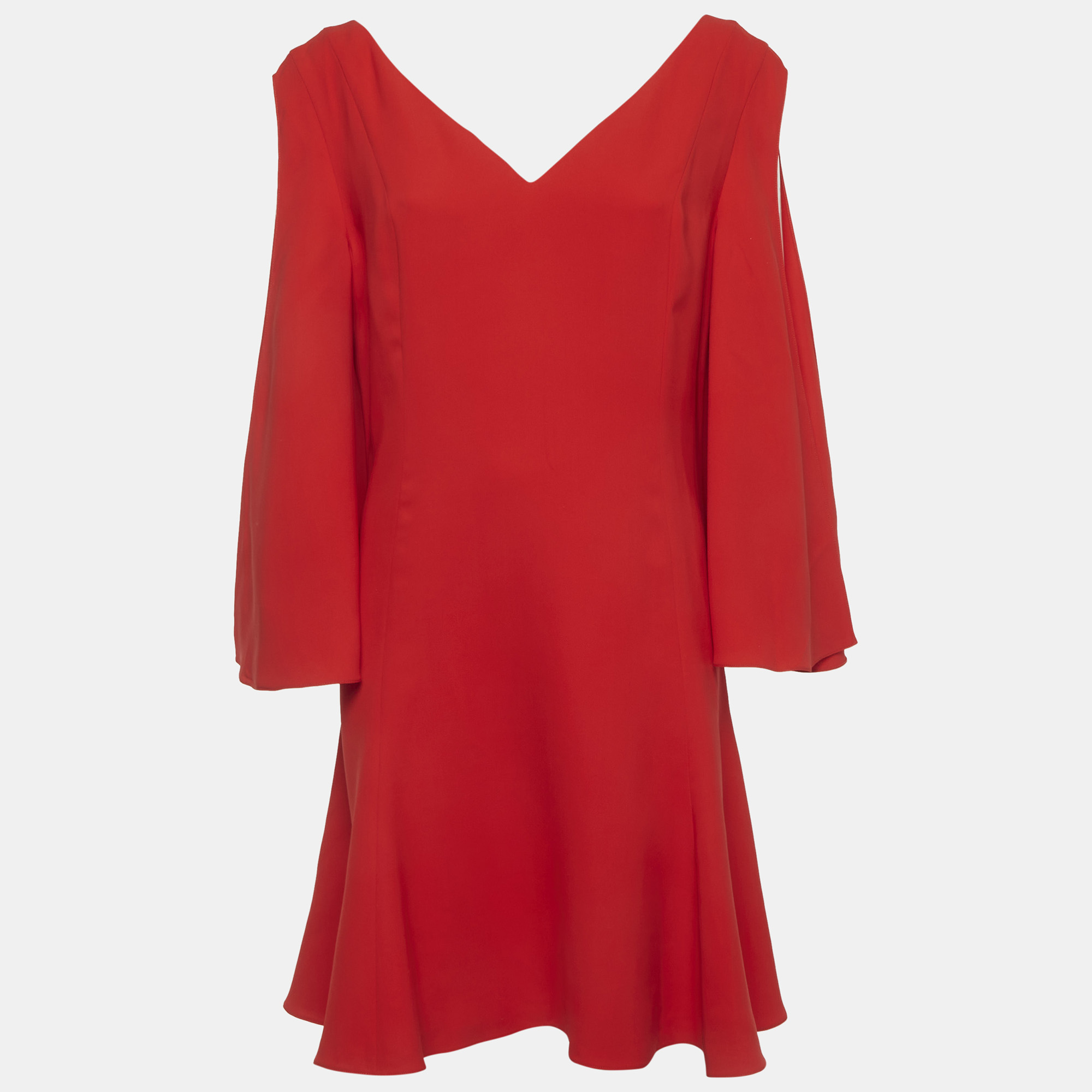 

Christian Dior Red Silk Flared Knee Length Dress L