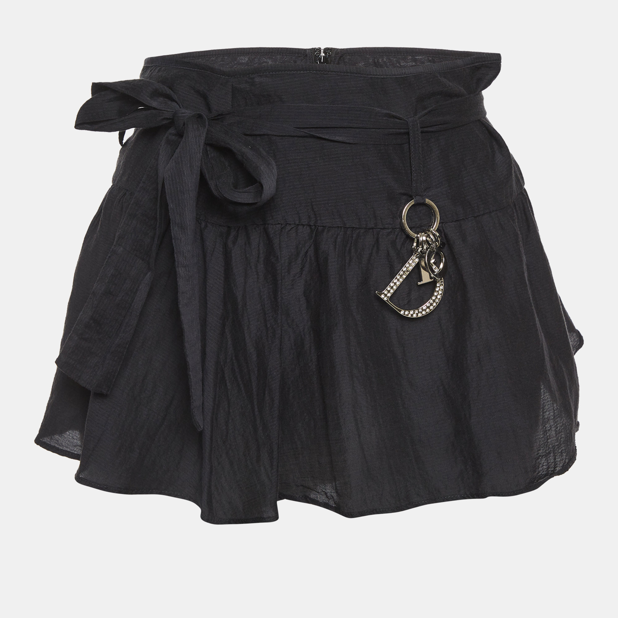 

Christian Dior Black Cotton Logo Embellished Mini Skirt L