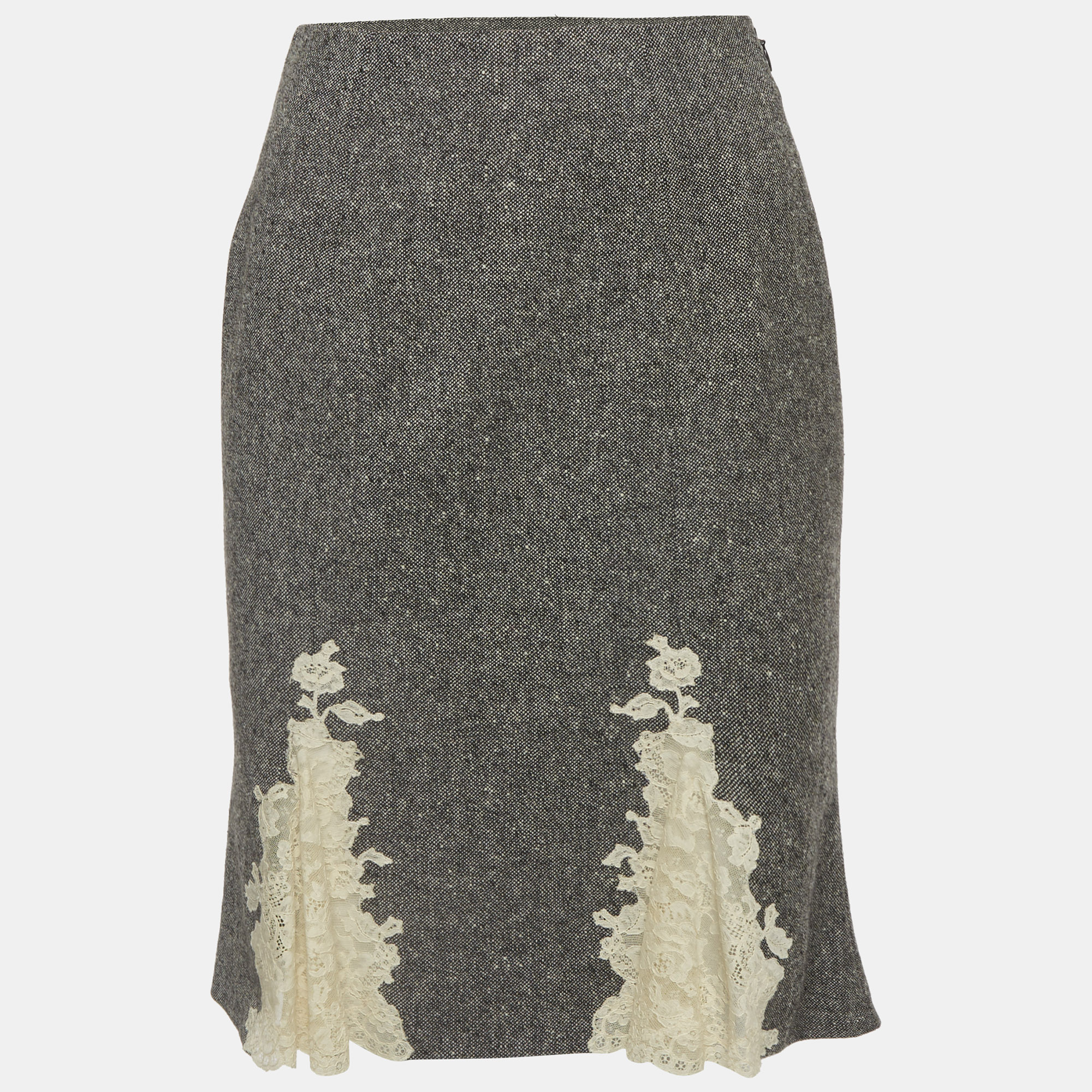 

Christian Dior Monochrome Wool Lace Trim Mini Skirt S, Black