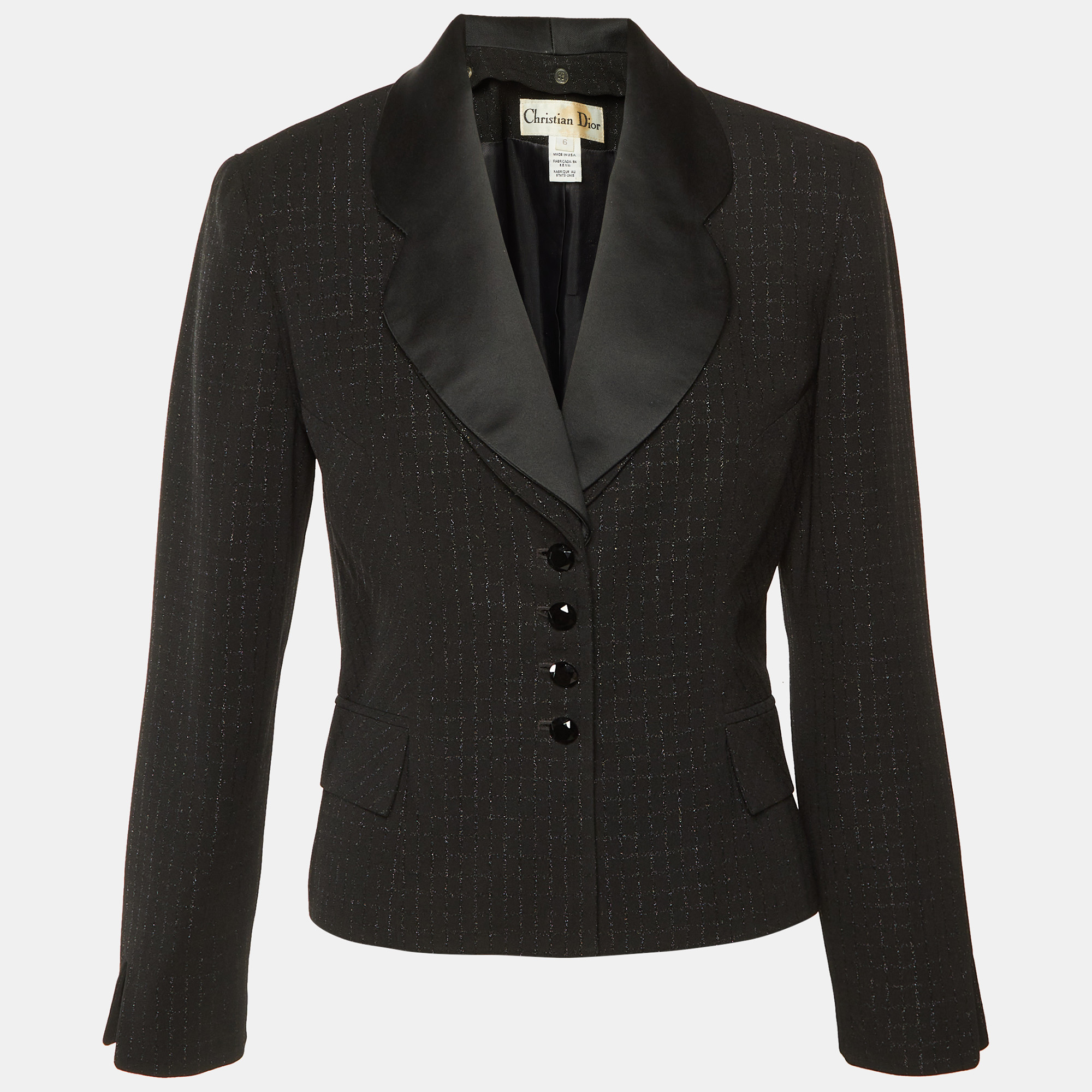 

Christian Dior Vintage Black Lurex Crepe Blazer M