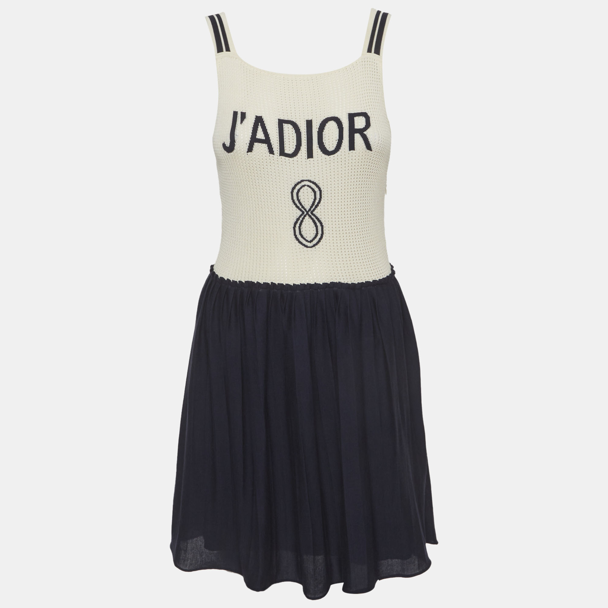 

Christian Dior Cream/ Navy Blue J'Adior Knit Mini Dress M