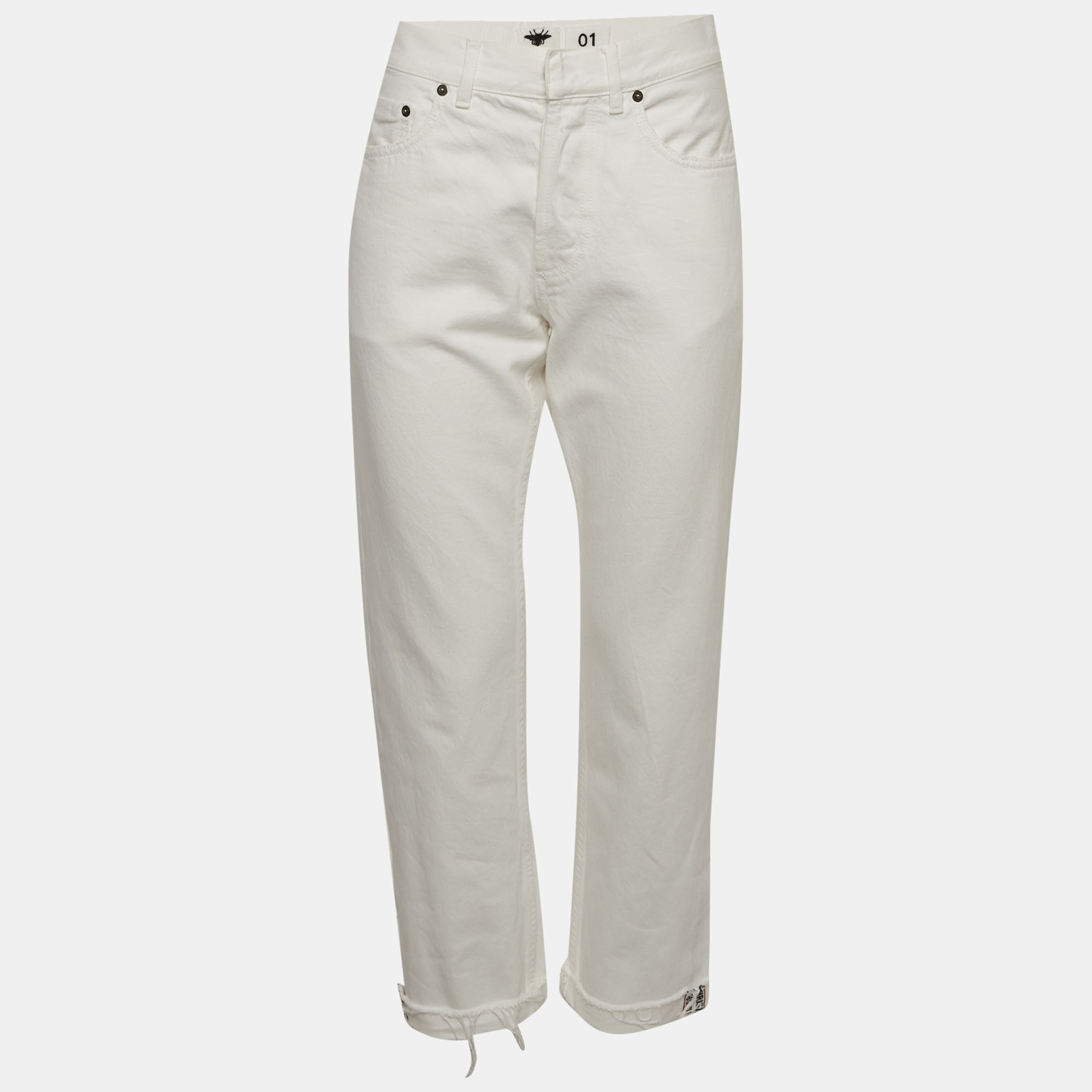 

Christian Dior White Denim Raw Hem Jeans S/Waist 31"