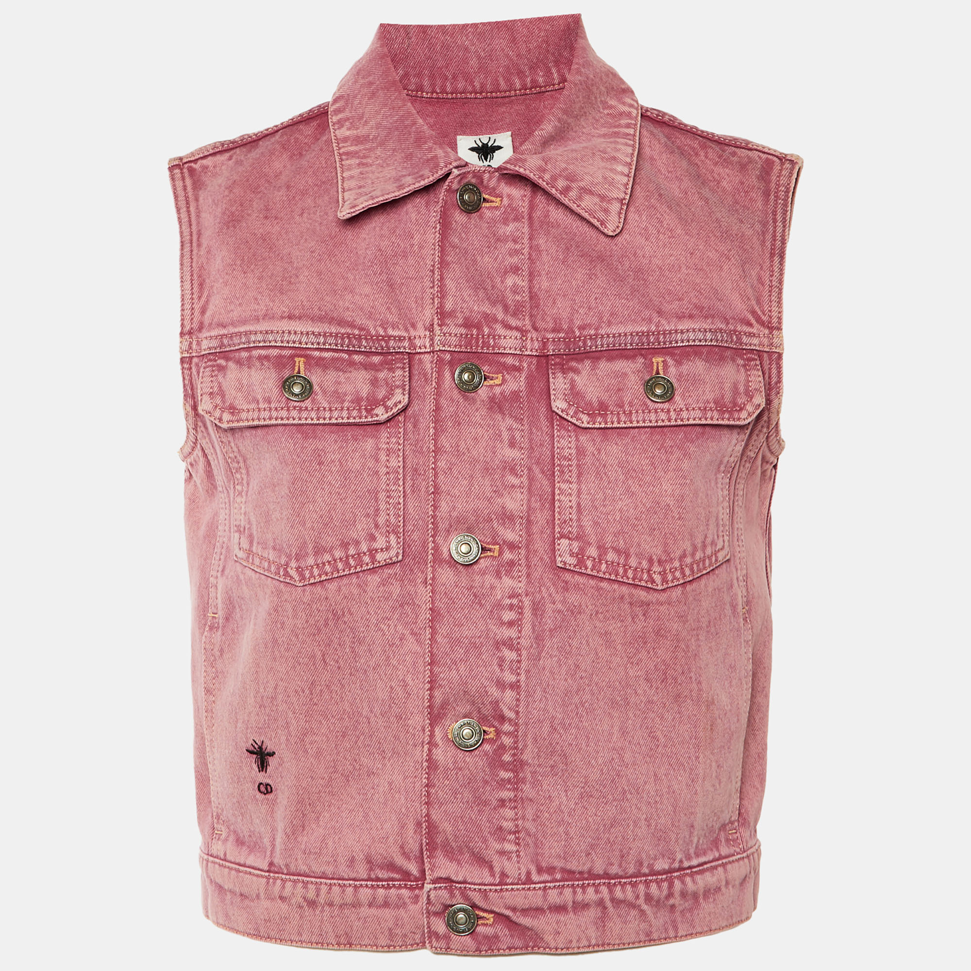 

Christian Dior Pink Denim Sleeveless Jacket M