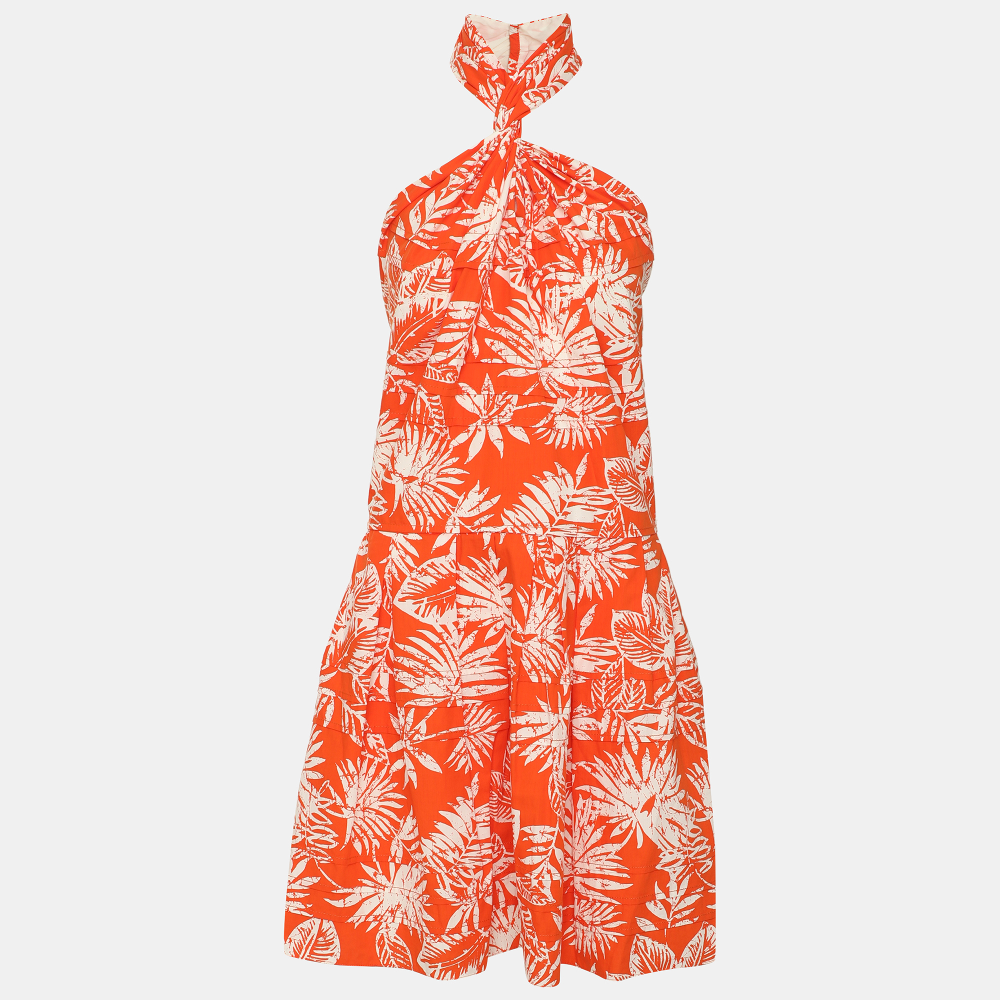 

Dior Orange Printed Cotton Backless Mini Dress M