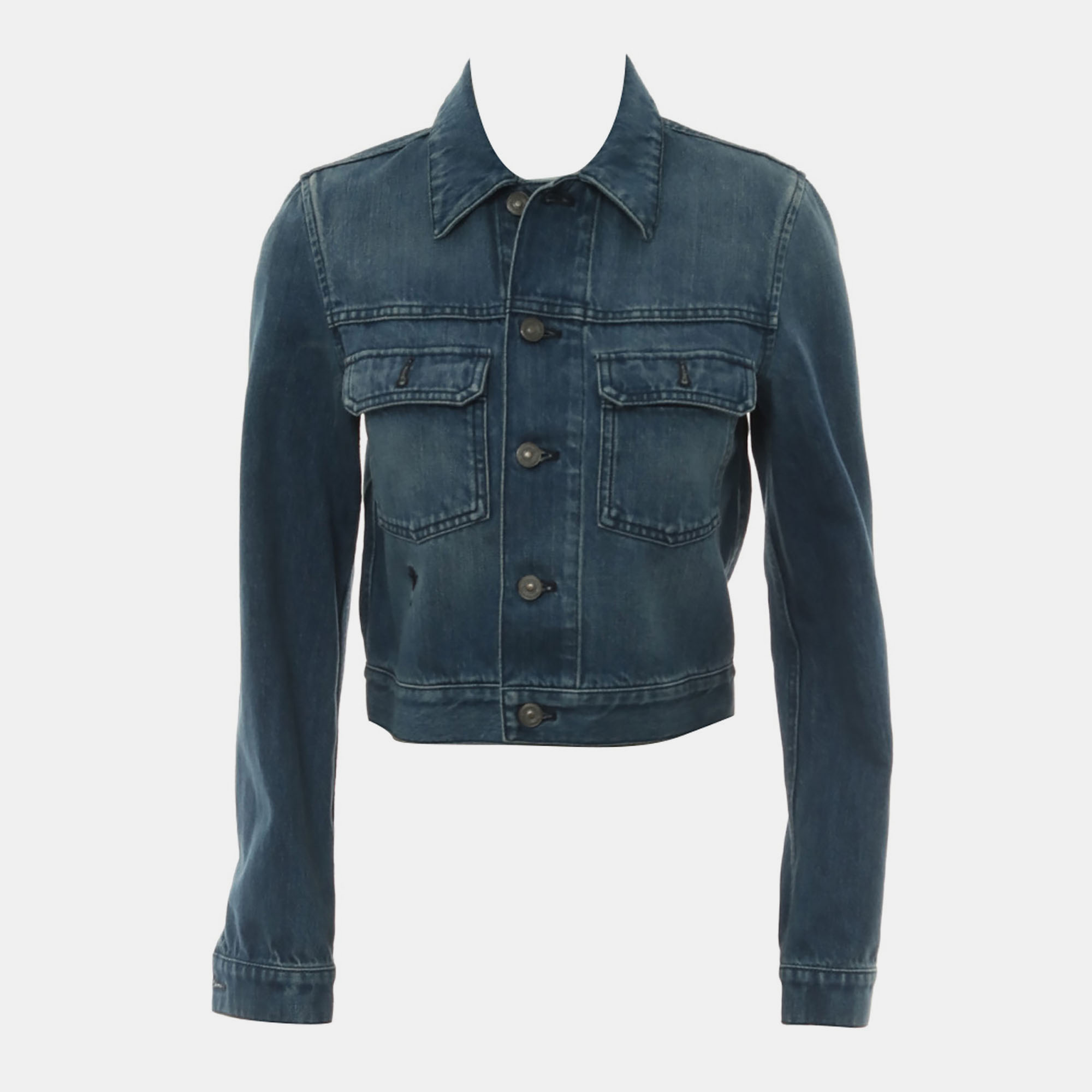 Pre-owned Dior Cropped Denim Jacket Us 4 In Blue