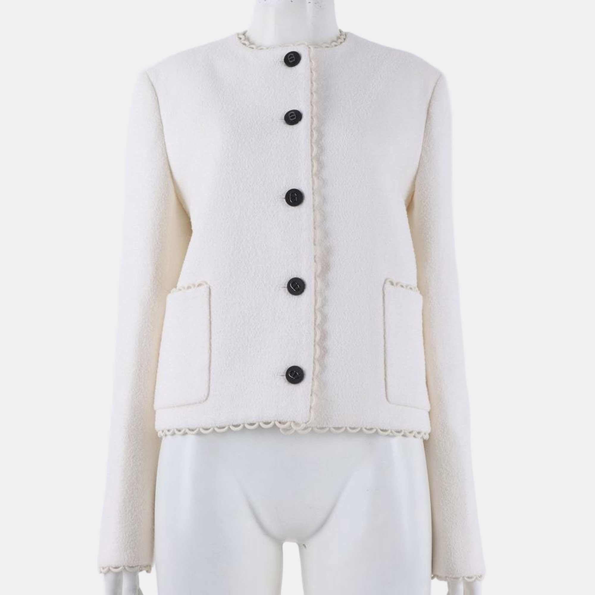 

Christian Dior Ivory Nylon/Wool Buttoned Up Jacket Size M, Cream