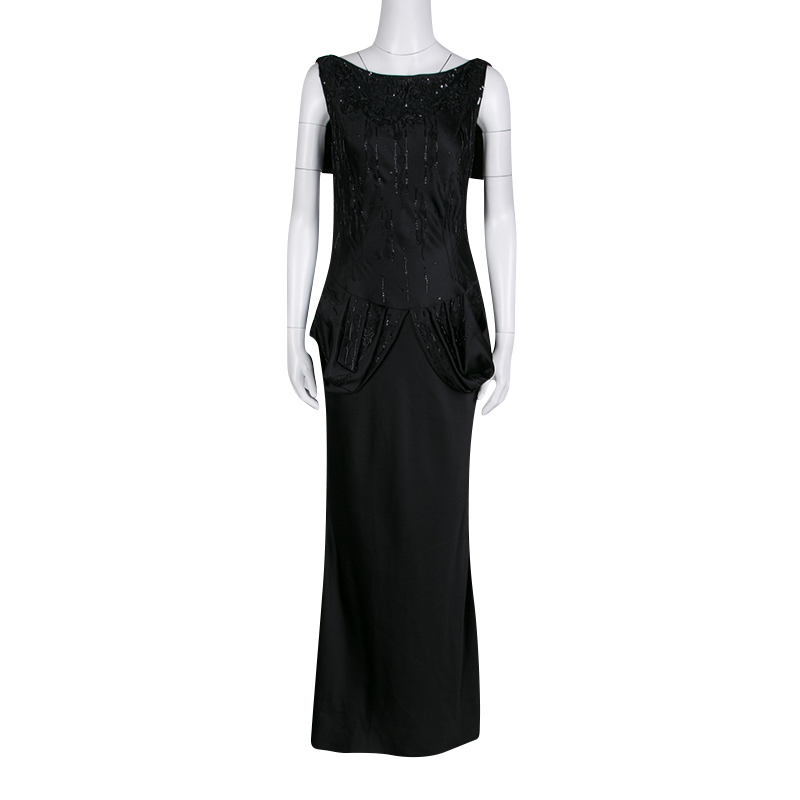 

Dior Black Embellished Draped Sleeveless Gown