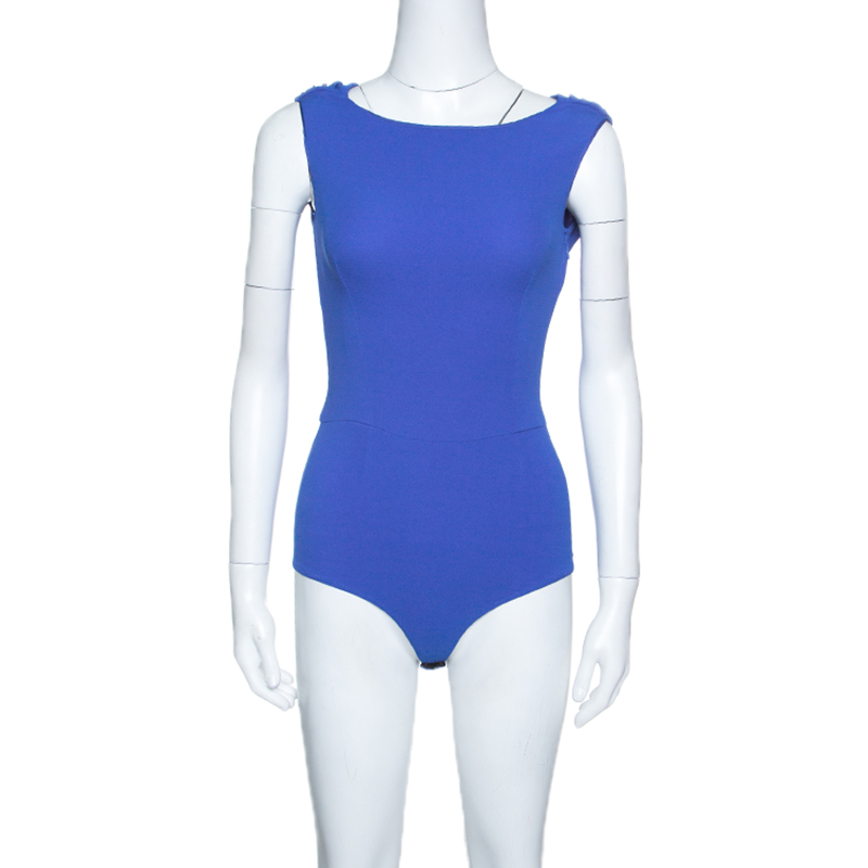 

Dior Royal Blue Silk Cowl Back Detail Sleeveless Body Suit