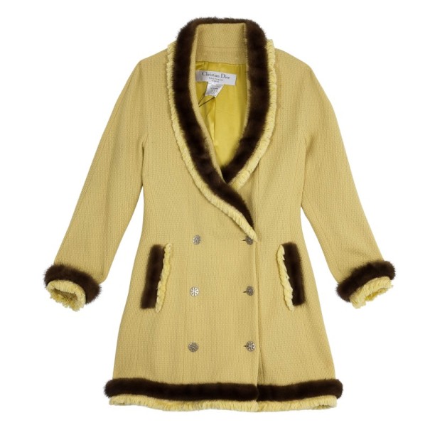 Pre Owned Dior Mink Trim Coat M