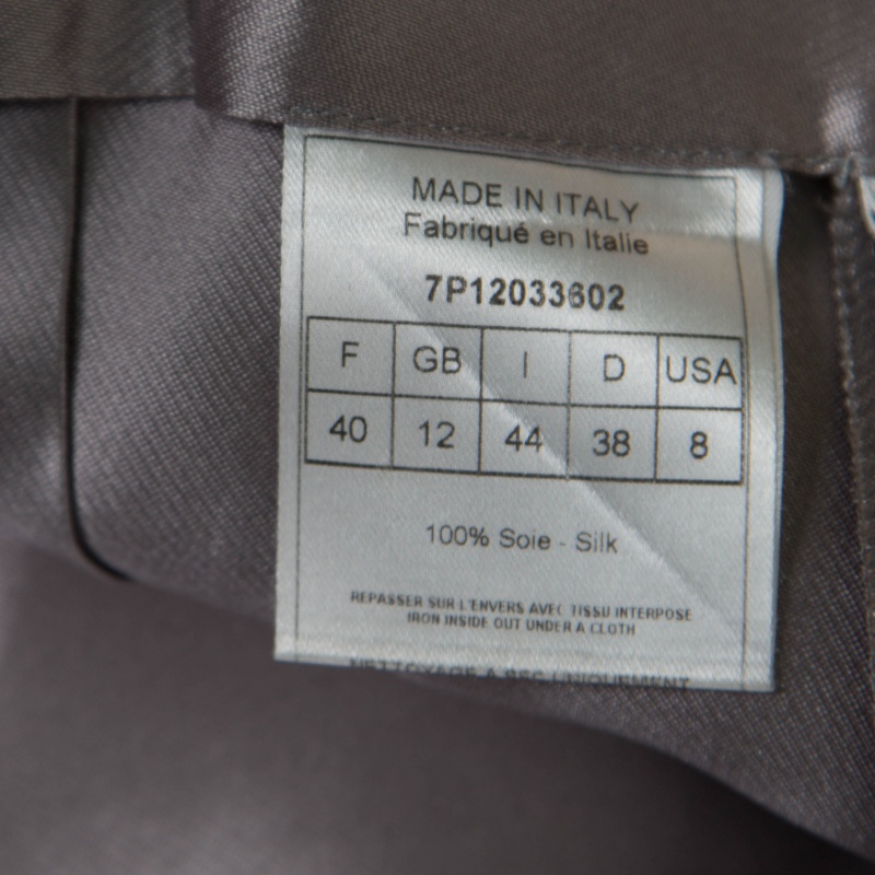 Pre-owned Dior Grey Silk Satin Pleated High Waist Skirt M