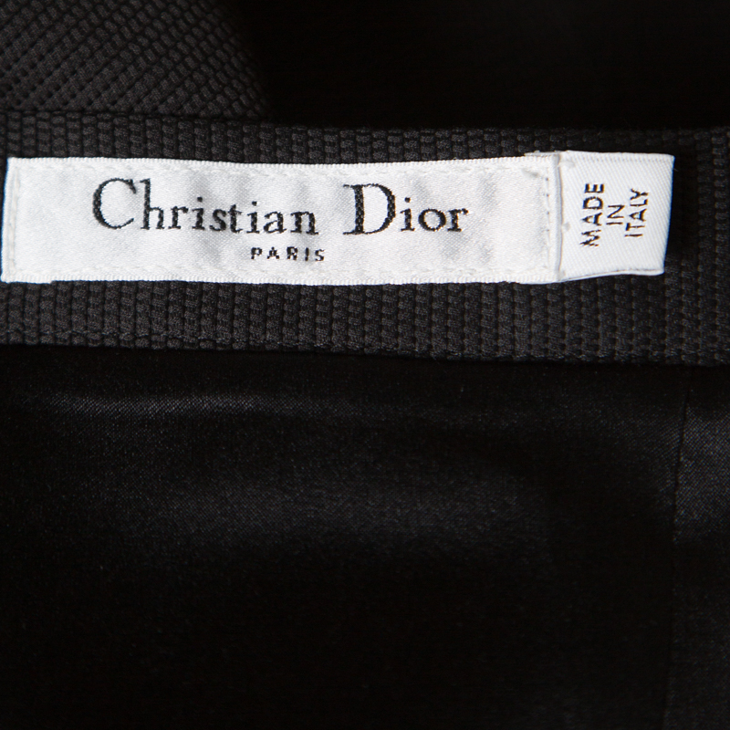 Pre-owned Dior Christian  Black Textured Woven Cotton Pencil Skirt M