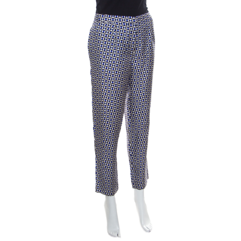 

Dior Multicolor Geometric Printed Silk Pants, Blue