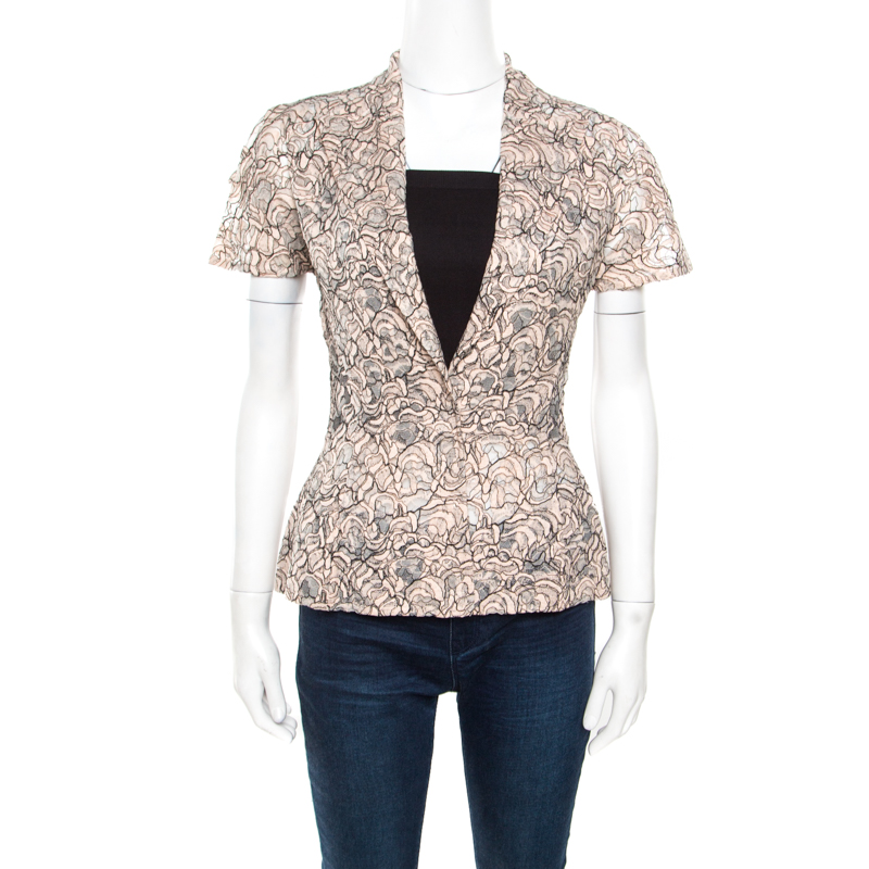 Christian Dior Rose Pink Floral Lace Peplum Blazer M