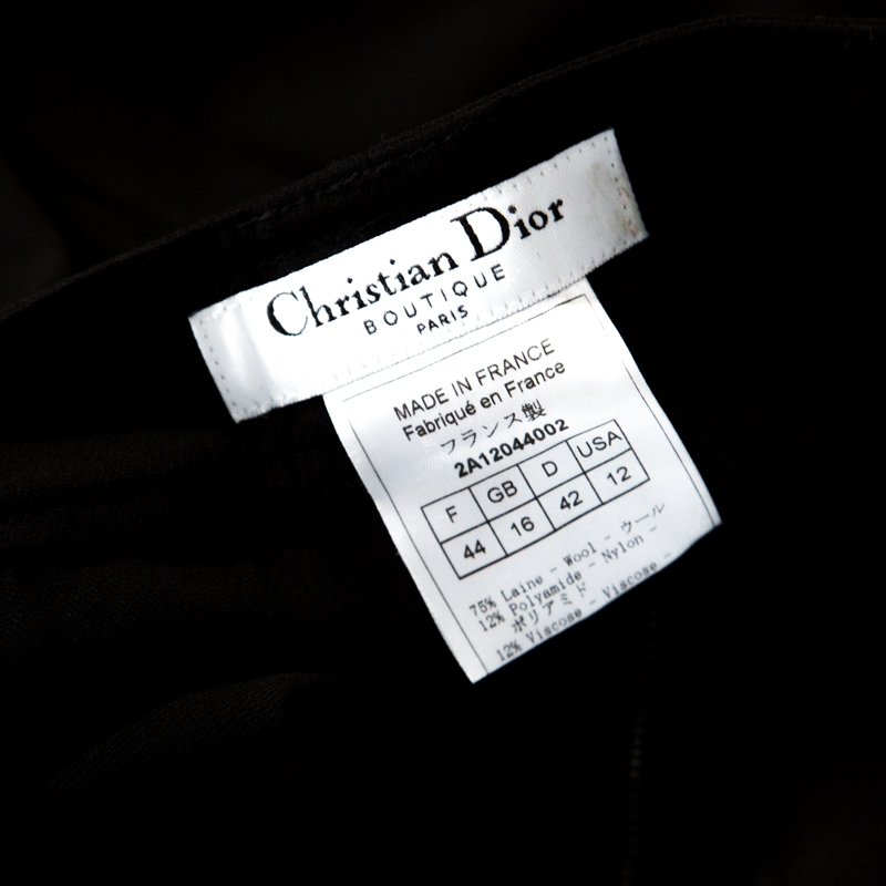 Pre-owned Dior Black Wool Braided Trim Flared Trousers L