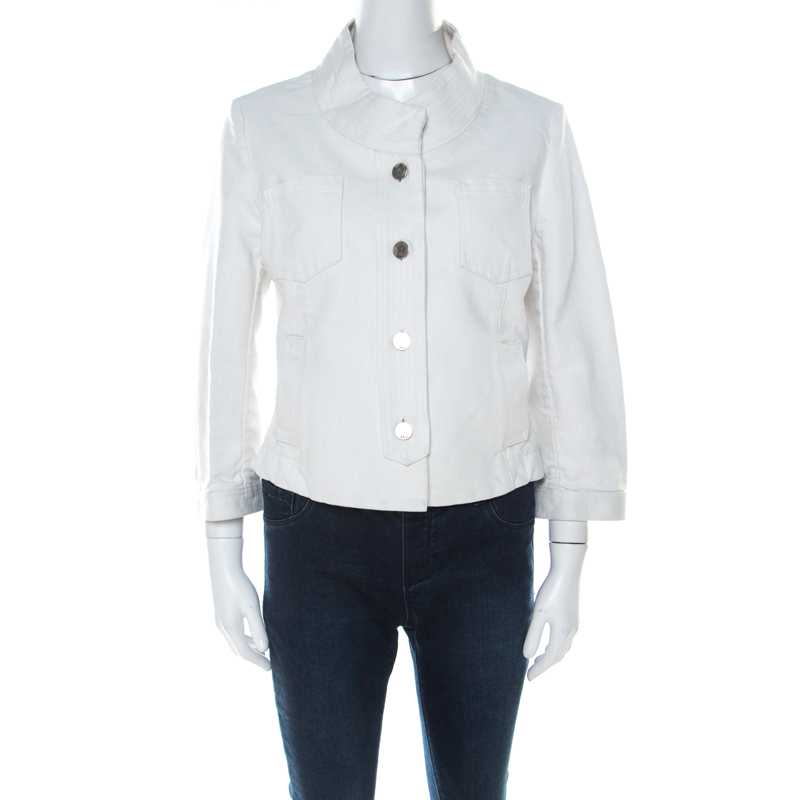 Dior Boutique White Cropped Denim Jacket L 