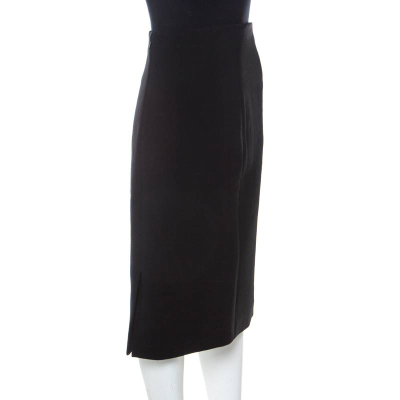 

Christian Dior Black Textured Wool High Waist Pencil Skirt