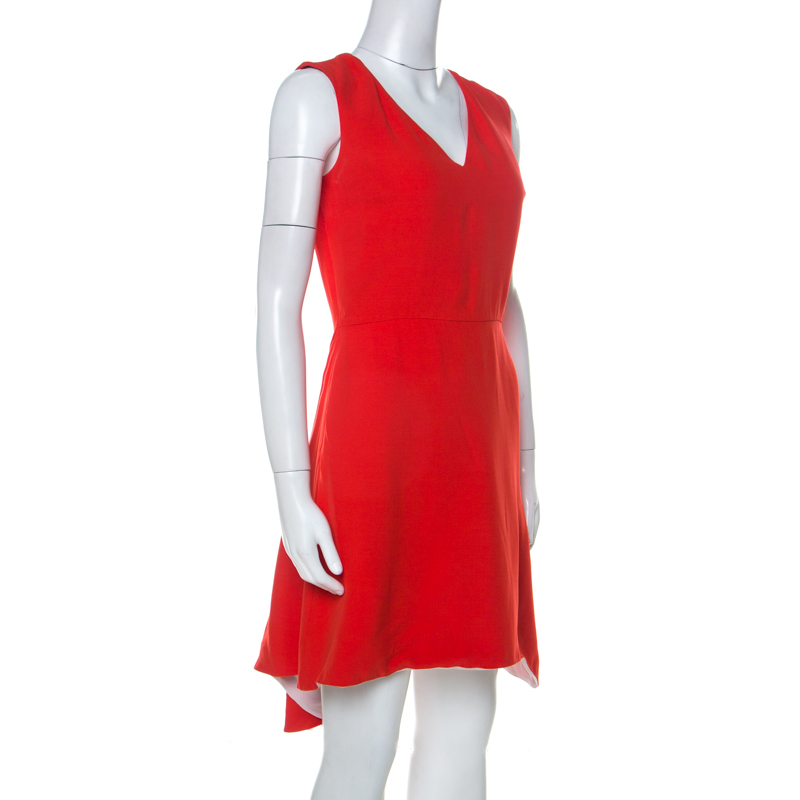 

Dior Orange Silk Wool Asymmetric Hem Sleeveless Dress