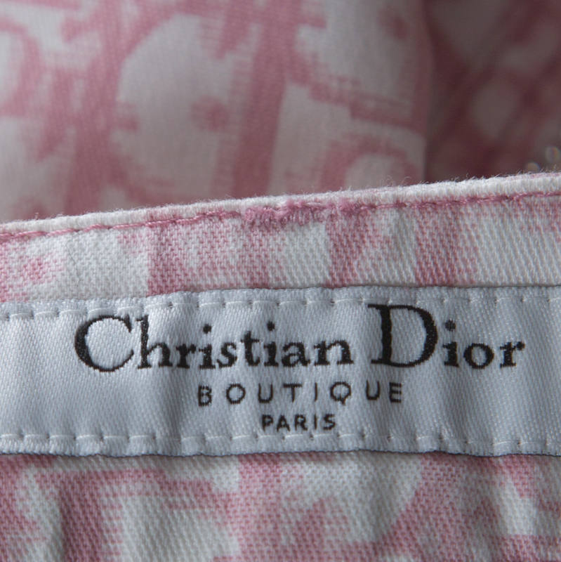 Dior Pink Monogram Denim Embellished Detail Cropped Pants L Dior | The  Luxury Closet