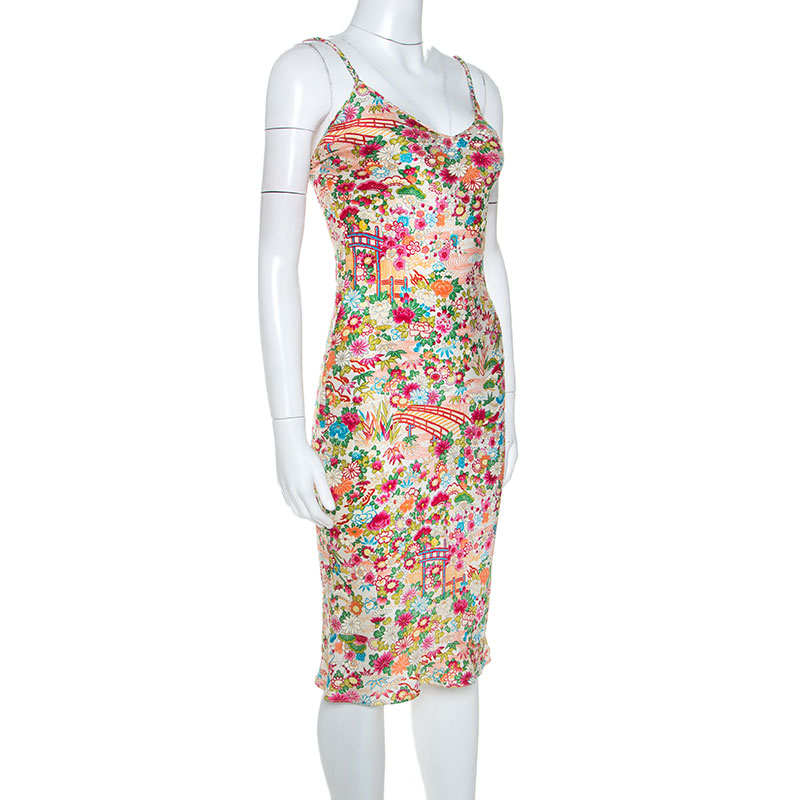 

Christian Dior Multicolor Floral Print Silk Slip Dress