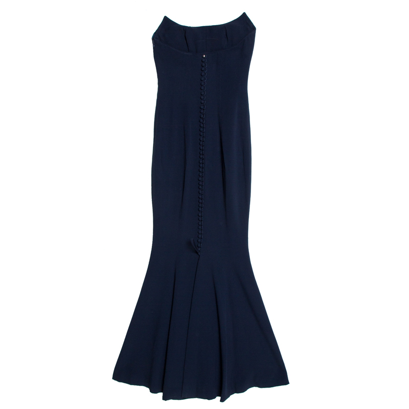 

Dior Boutique Navy Blue Crepe Strapless Gown