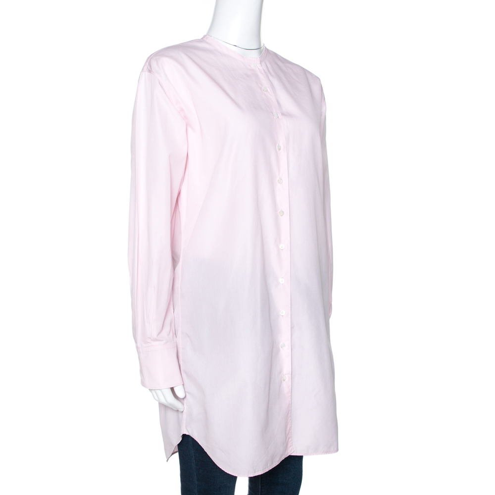 

Dior Light Pink Cotton Button Front Tunic Shirt