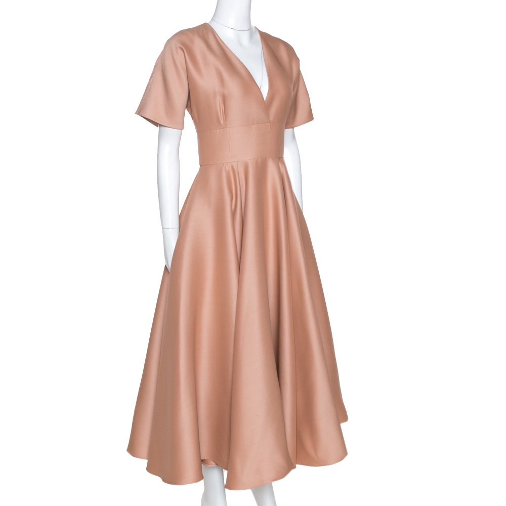 

Dior Peach Wool and Silk Flared Midi Dress, Pink