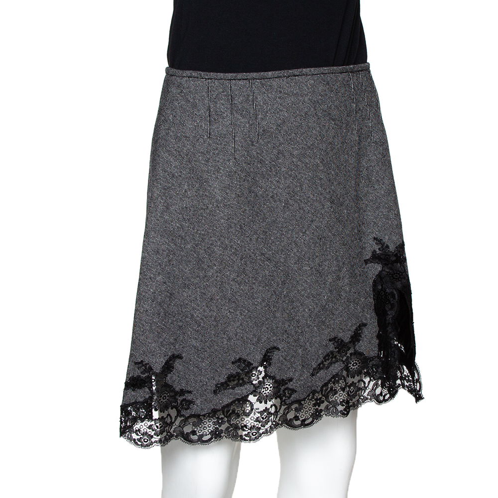 

Dior Monochrome Wool Lace Trim Mini Skirt, Black