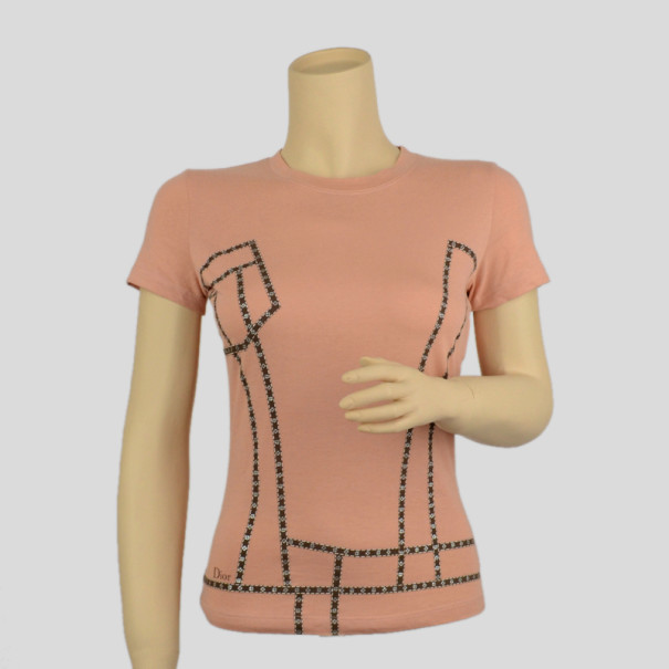 Pre Owned Christian Dior Nude Graphic T-Shirt Size S 