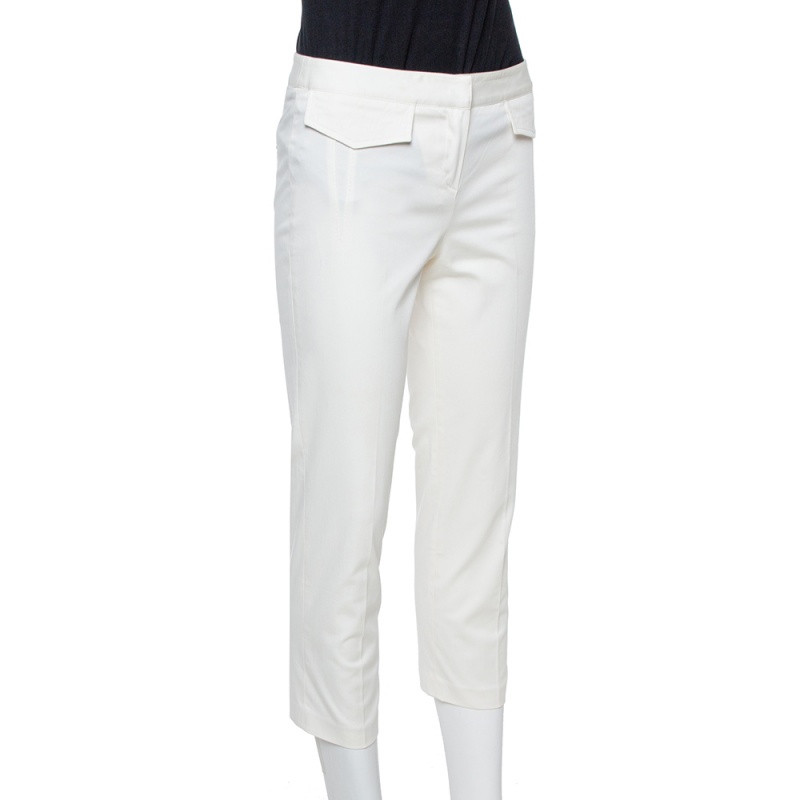 

Dior Boutique Off White Stretch Cotton Cropped Pants