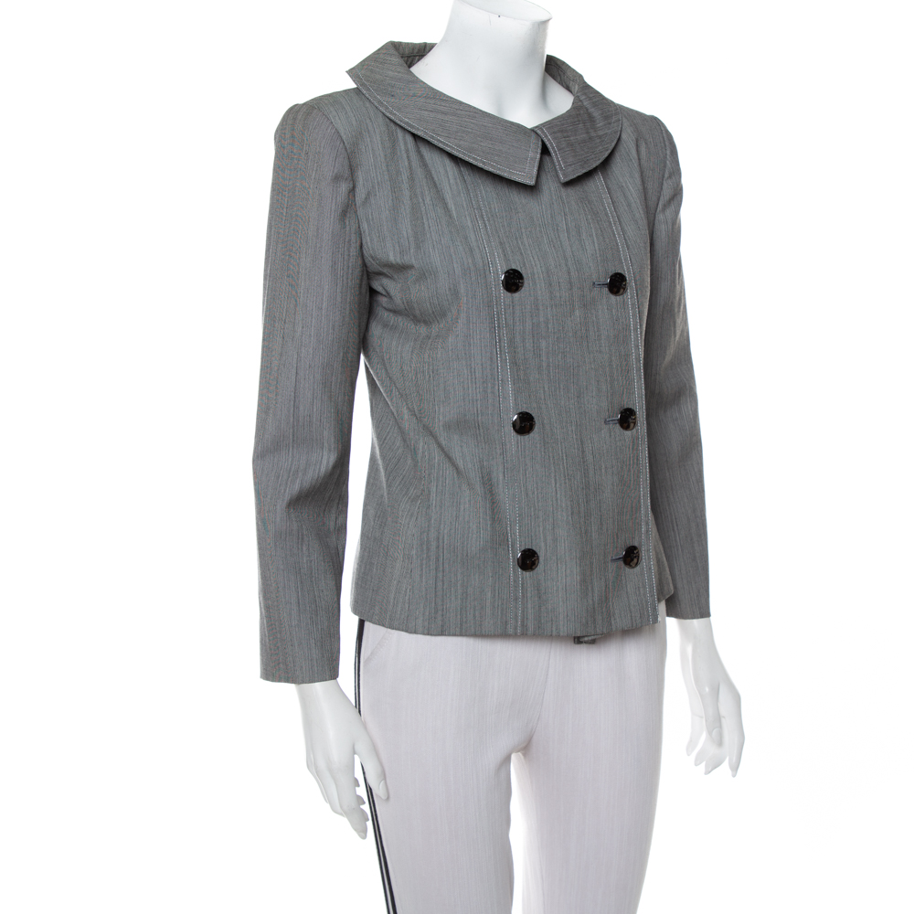 

Christian Dior Grey Wool Double Breasted Vintage Blazer