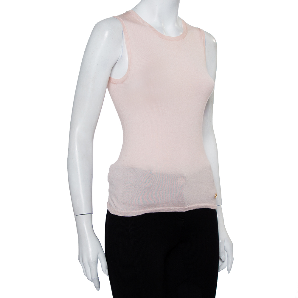 

Christian Dior Beige Cashmere & Silk Sleeveless Jumper