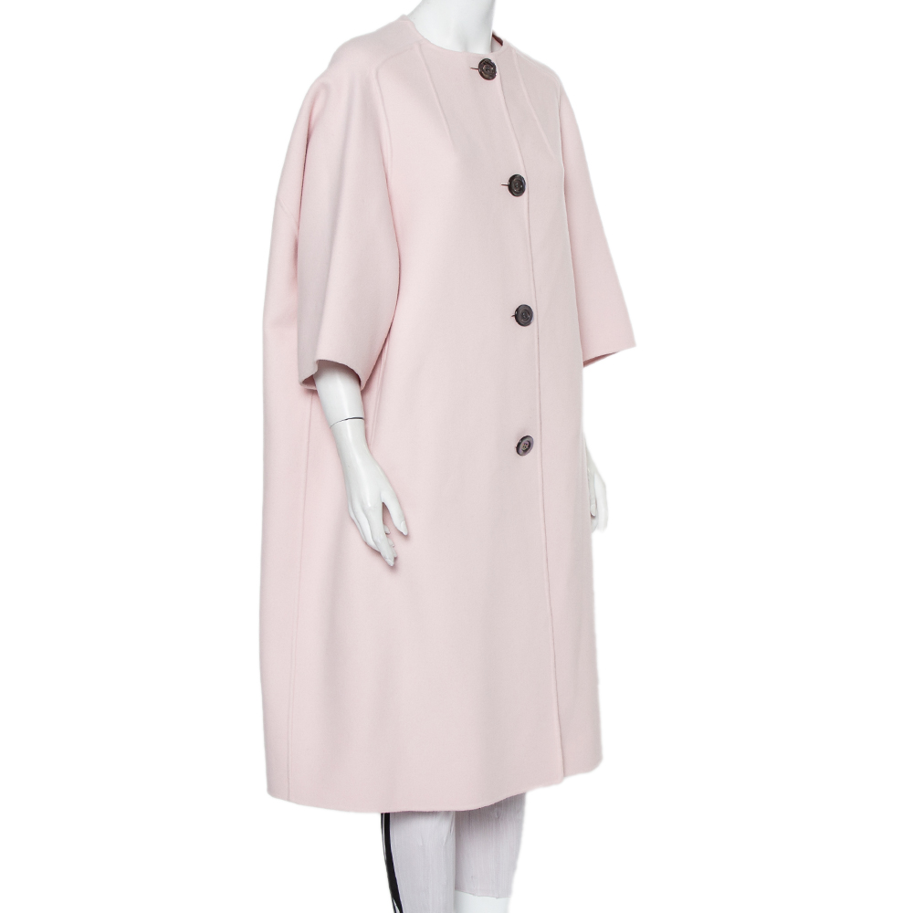 

Christian Dior Pink Cashmere Button Front Mid Length Coat