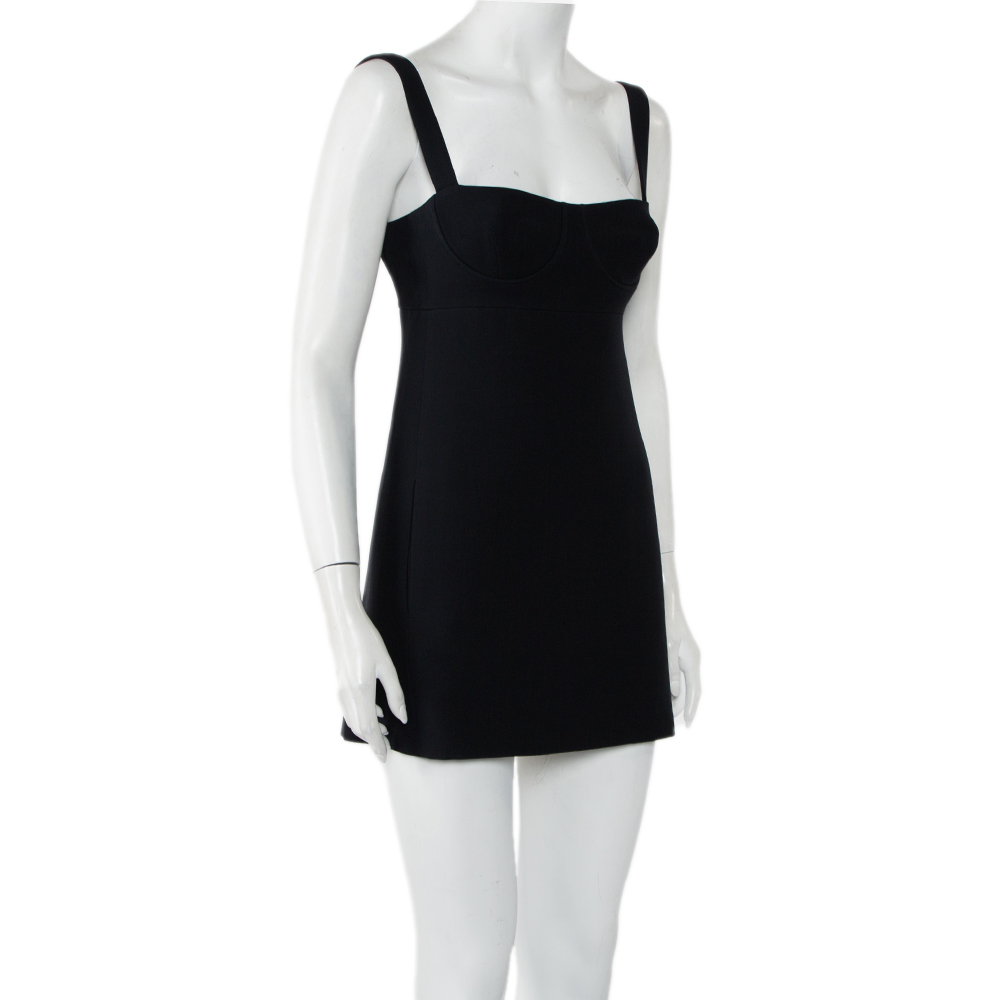 

Christian Dior Black Wool & Silk Bustier Detail Mini Dress