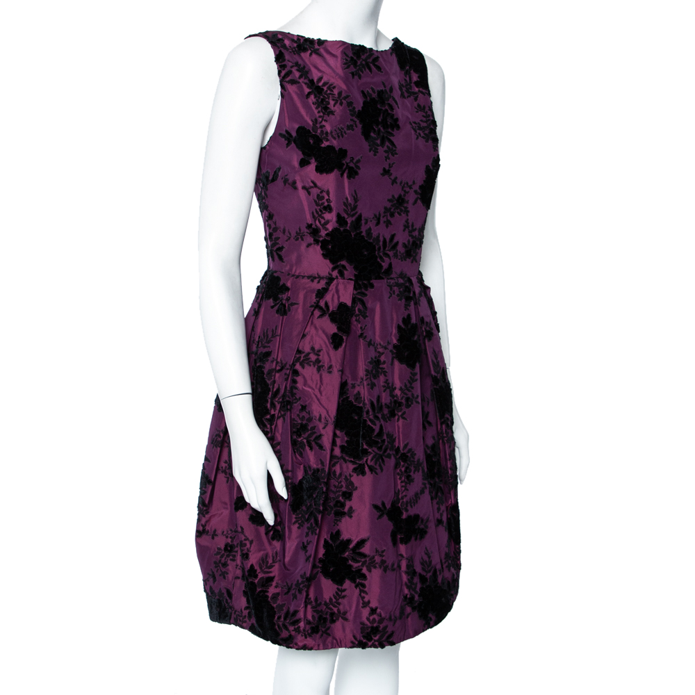 

Christian Dior Purple Floral Flocked Silk Pleated Mini Dress