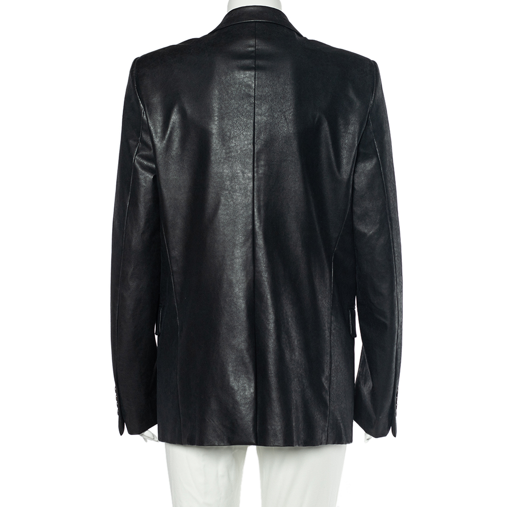 

Dior Black Faux Leather Button Front Jacket