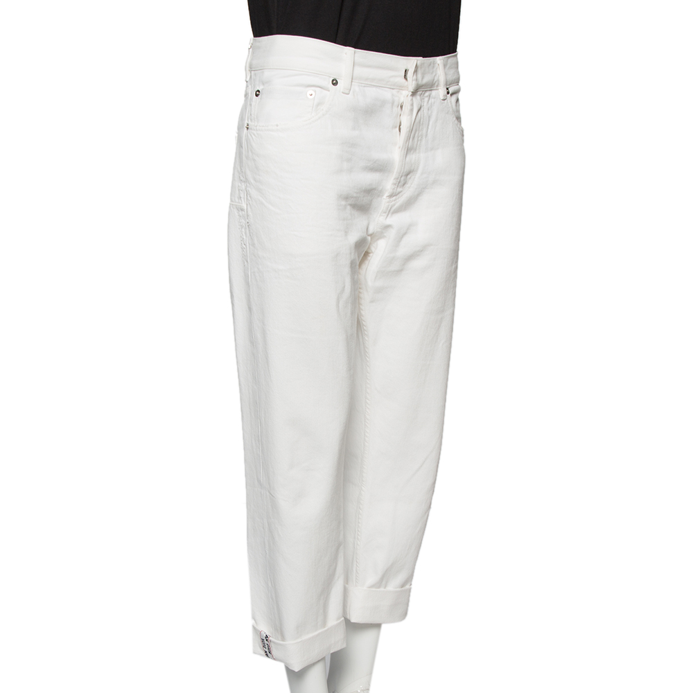 

Dior White Distressed Denim Logo Selvedge Boyfriend Jeans