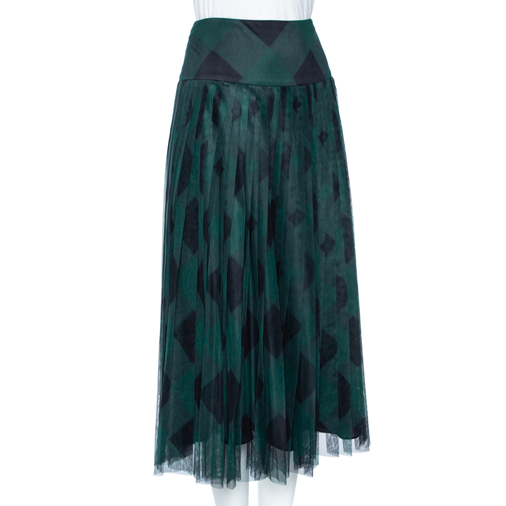 

Dior Fantasy Green Cotton Pleated Long Skirt