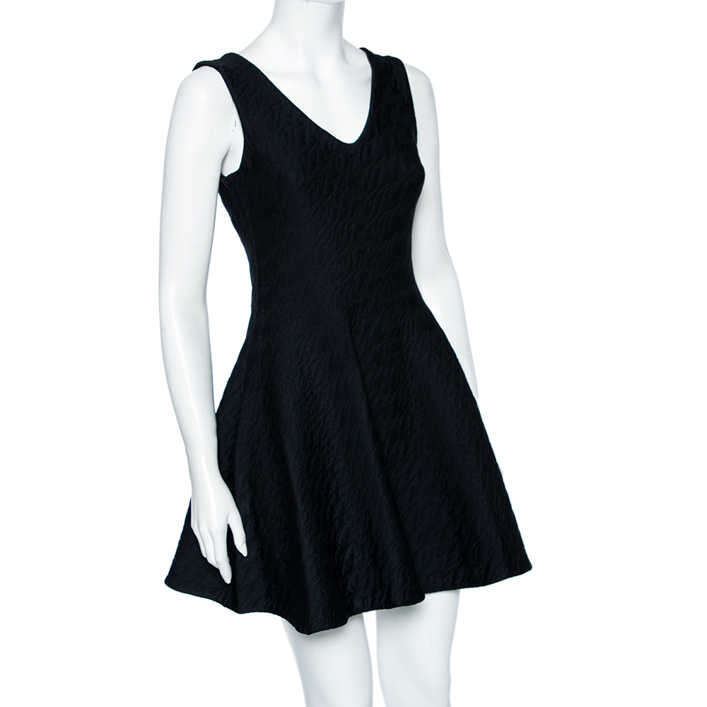 

Dior Black Textured Knit Sleeveless Textured Mini Dress