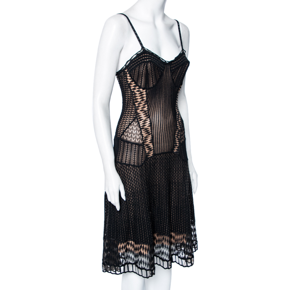 

Dior Black Crochet Knit Camisole Dress