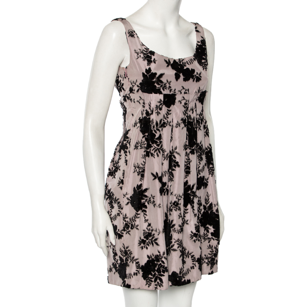 

Dior Lilac Floral Embroidered Silk Sleeveless Pleated Dress, Purple