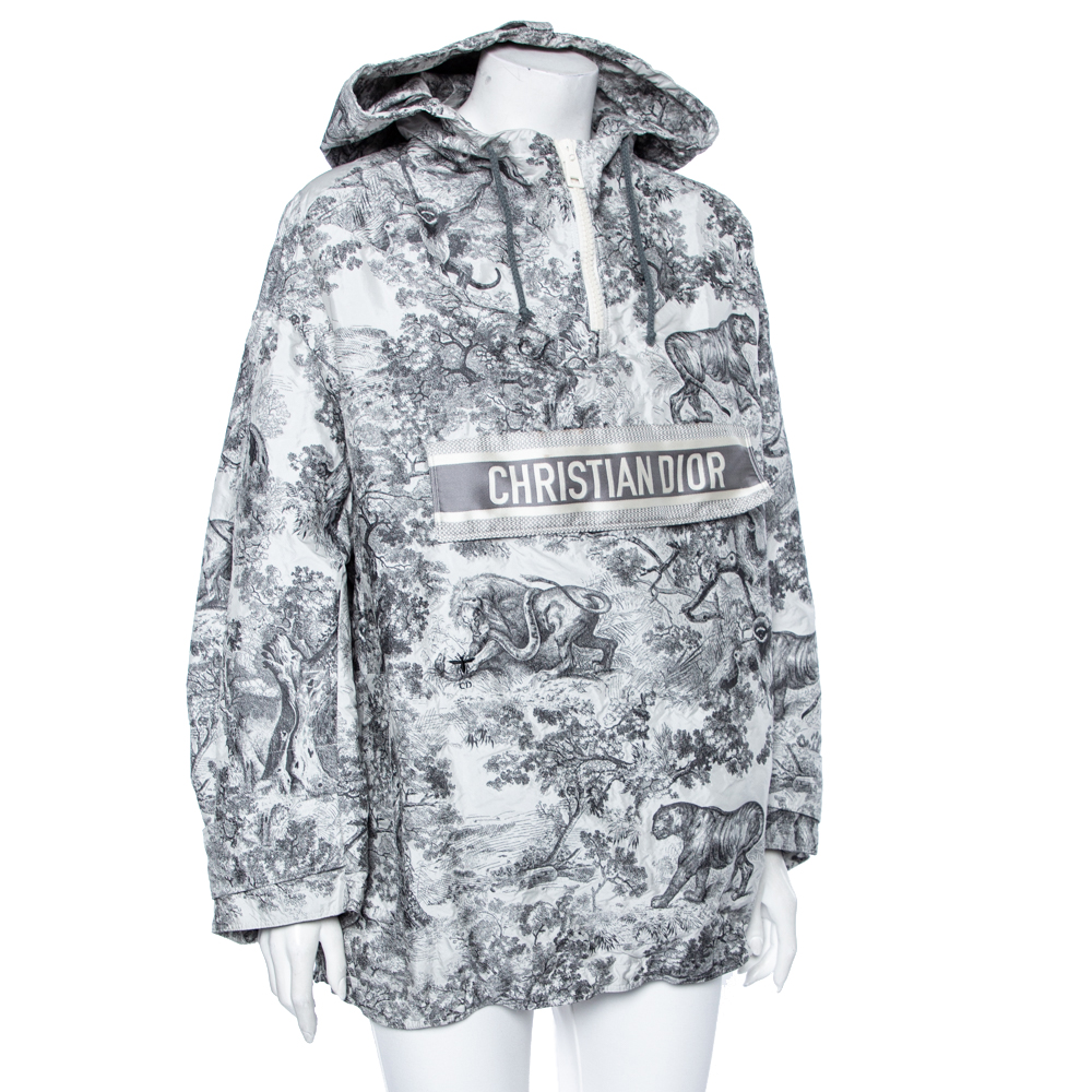 

Dior Grey Printed Synthetic Hooded Oversized Anorak