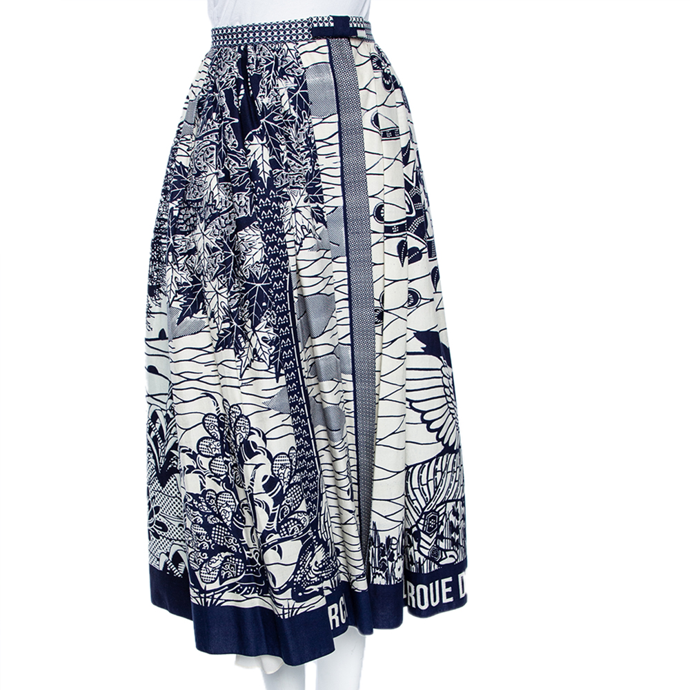 

Dior Blue Printed Cotton La Roue De La Fortune Front Open Skirt