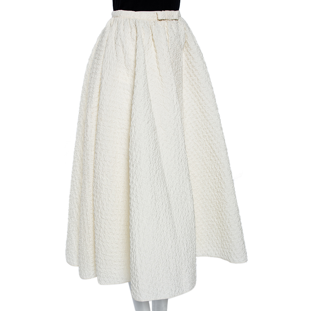 

Dior Off-White Crinkled Front Open Maxi Skirt
