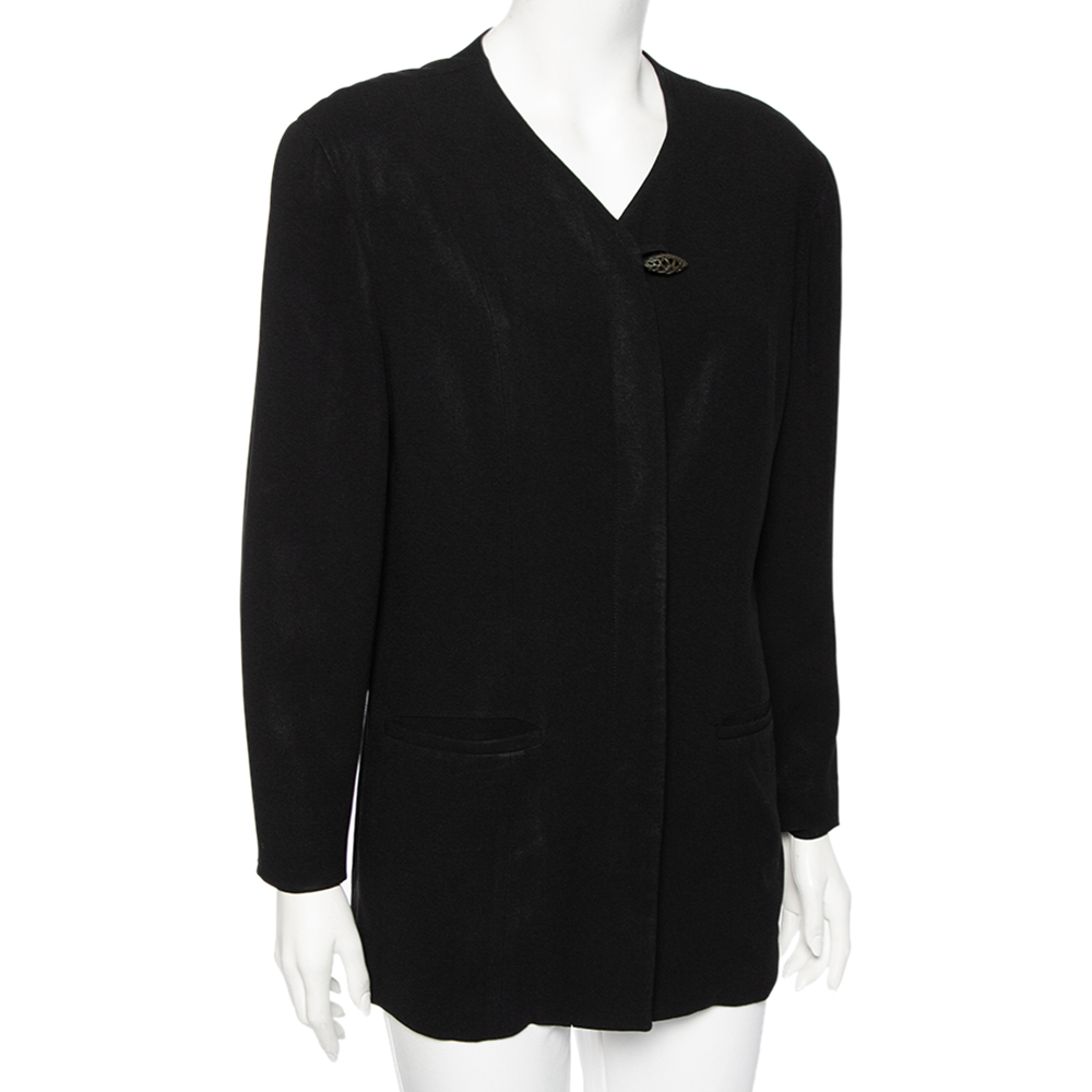 

Dior Vintage Black Crepe Button Front Blazer Jacket