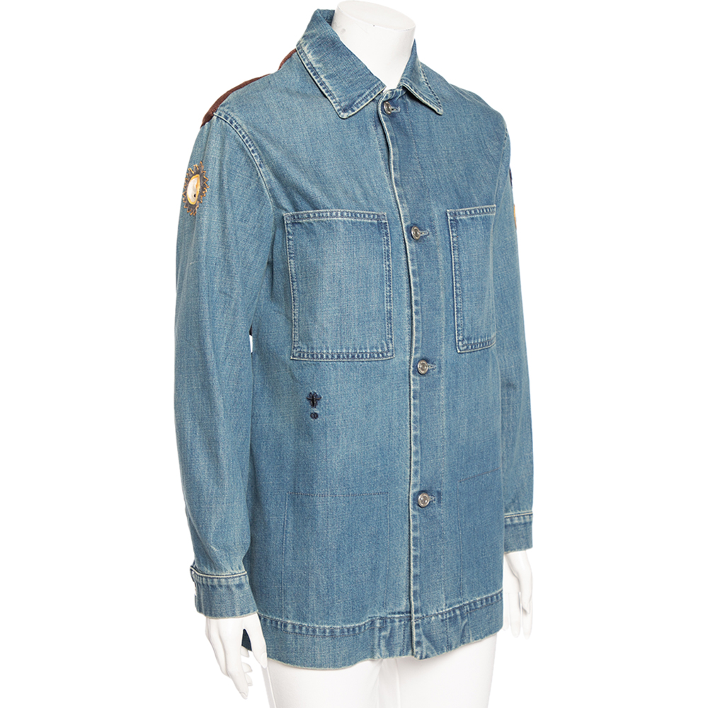 

Dior Blue Denim & Embroidered Back Button Front Jacket